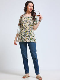 Kalaabam Floral Cotton Short Top