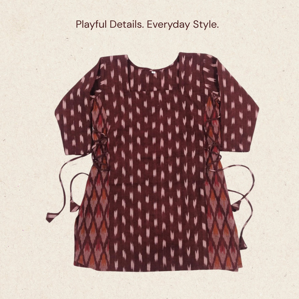 Kalaabam Maroon Tie-Side Short Kurti