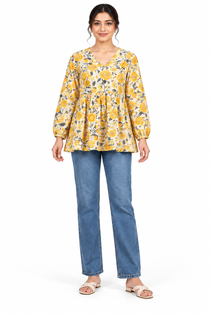 Kalaabam Marigold Bloom Peplum Top