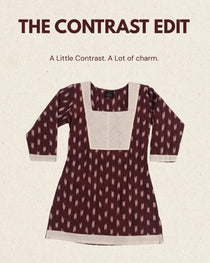 kalaabam Maroon Short Kurti with Ivory Cont