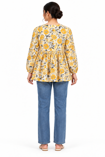 Kalaabam Marigold Bloom Peplum Top
