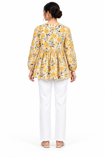 Kalaabam Marigold Bloom Peplum Top
