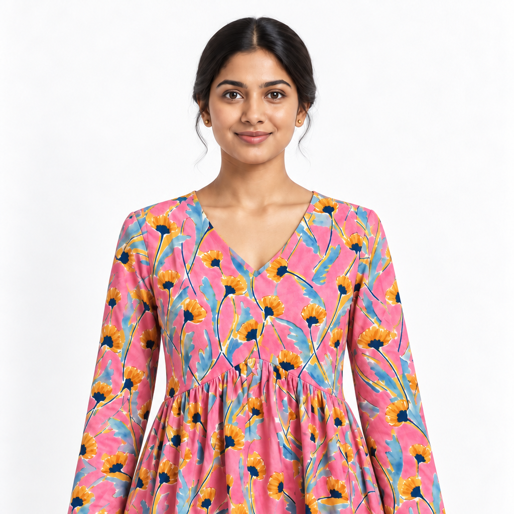 Kalaabam pink-floral Peplum Top Main image