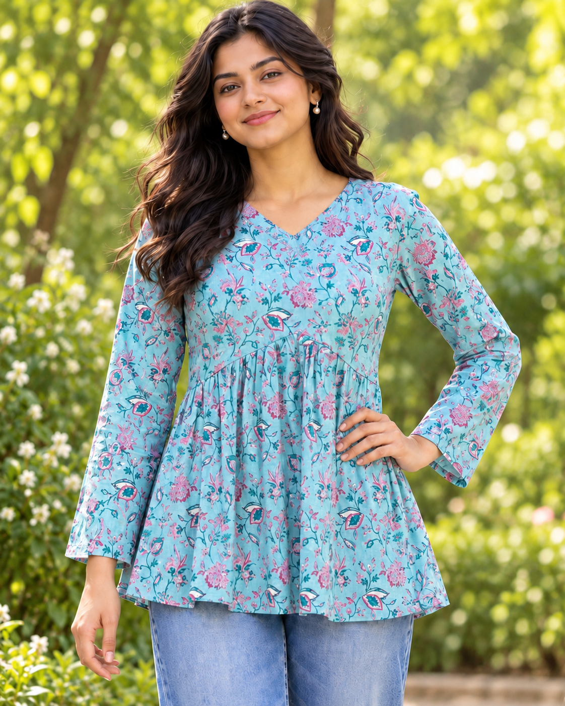 Kalaabam Sky Blue Short Top Secondary image