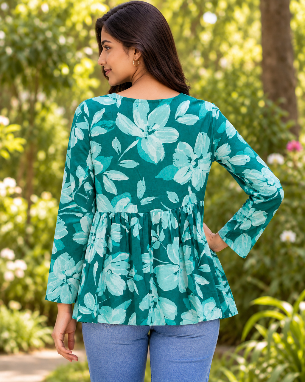 Kalaabam Teal Leaf Top
