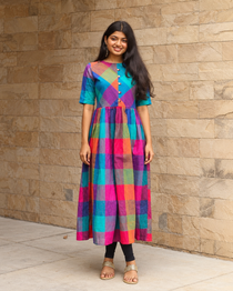 Kalaabam Signature MultiChecks Cotton Dress