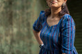 Kalaabam Indigo Ikat Peplum Cotton Top