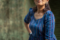 Kalaabam Indigo Ikat Peplum Cotton Top