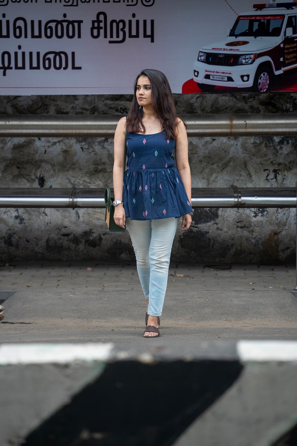 Kalaabam Midnight Blue Cotton Peplum Top Secondary image