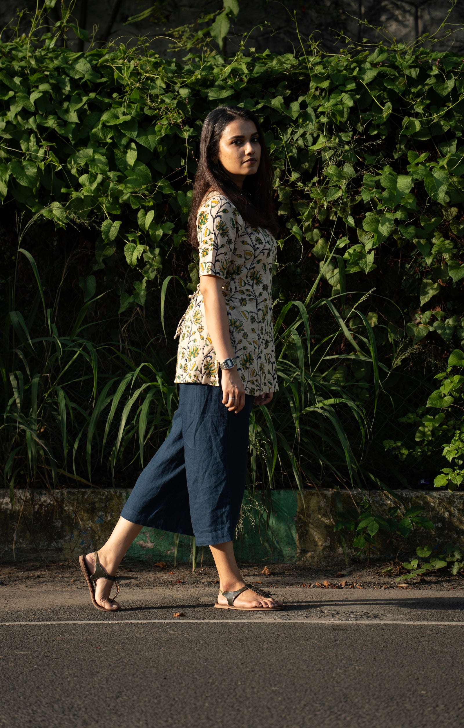 Kalaabam Floral Cotton Short Top